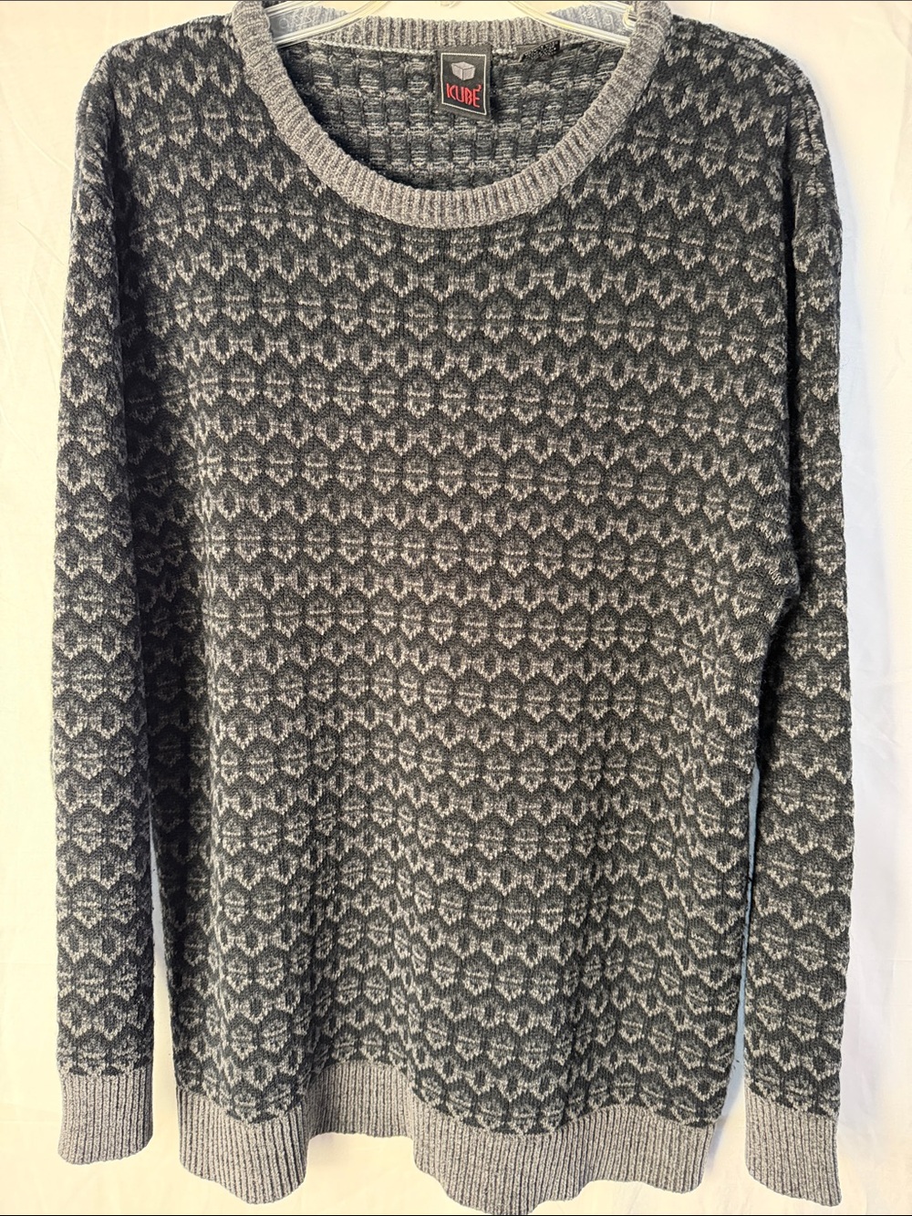 Men's Gray Patterned Crewneck Sweater